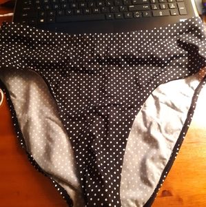 Black and white polka dot bikini bottom